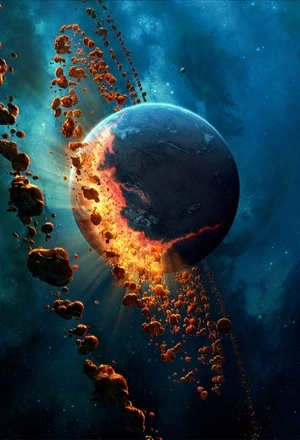 Image: Planet, space, destruction, collision, matter
