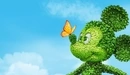 Картинка: 3D Микки Маус из листьев