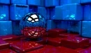 Image: 3d ball in the room with cubes.