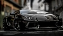 Image: Black Lamborghini Aventador front view