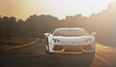 Картинка: Белый суперкар Lamborghini Aventador стоит на дороге
