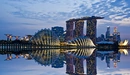 Картинка: Вечерний Сингапур с видом на отель Marina Bay Sands