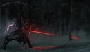 Картинка: Kylo Ren сражение в зимнем лесу против противника.