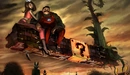 Картинка: Марио и принцесса сидят висящих в воздухе кирпичей