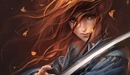 Картинка: Рыжеволосая девушка с мечом.