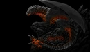 Картинка: Черный огнедышащий дракон на черном фоне
