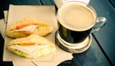 Картинка: Два сэндвича с кружкой кофе на завтрак