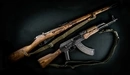 Image: Mosin rifle and Kalashnikov assault rifle, Modernized(AKM).