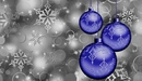 Image: Three blue Christmas ball on gray background.