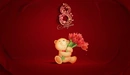 Картинка: Медвежонок с букетом тюльпанов на 8 марта