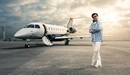 Image: Jackie Chan and his personal airplane Embraer Legacy 500.