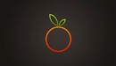 Картинка: Оранжевый круг и листья в виде контура напоминают апельсин.