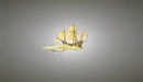Картинка: Жёлтый кораблик плывёт по волнам