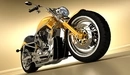 Картинка: Жёлтый Harley Davidson.