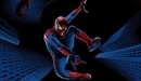 Картинка: Супергерой, человек-паук, костюм, здания, рука монстра, летит, выстрел