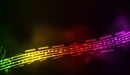 Картинка: Разноцветная волна с нотами для рабочего стола