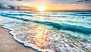 Картинка: Голубые волны на закате солнца
