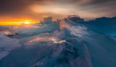 Картинка: Отражение заката на льду
