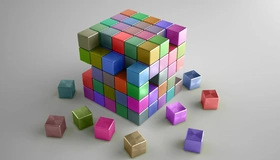 Картинка: Объём, кубики, цветные, моделирование