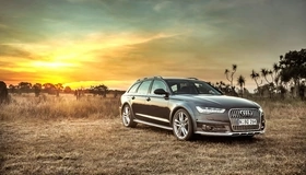 Картинка: Audi, A6, Allroad, TDI, quattro, C7, поле, трава, закат