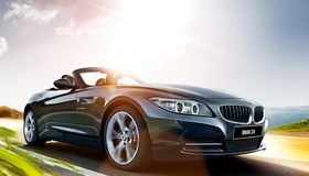 Картинка: Родстер, купе, BMW, Z4, движение, скорость, свет, солнце, небо