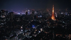 Image: Night, city, Tokyo, Japan, television, tower, night lights, light