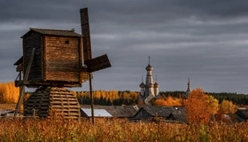 Картинка: пейзаж, деревня, церковь