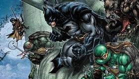 Картинка: Batman, TMNT, Черепашки-ниндзя, Сплинтер, Робин, позиция, план
