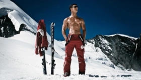 Картинка: Мужчина, парень, очки, костюм, лыжи, горы, снег, зима, спорт