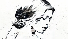 Картинка: Девушка, экскиз, рисунок, чёрное, белое, кляксы