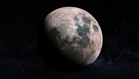Картинка: Луна, спутник, кратеры, освещение, космос, звёзды