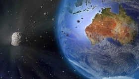 Картинка: Планета, Земля, космос, метеорит, астероид