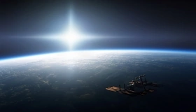 Картинка: МКС, станция, космос, свет, Земля, солнце, атмосфера