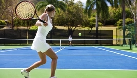 Картинка: Теннис, теннисистка, девушка, мяч, корт, сетка, спортсменка, взмах