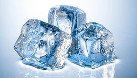Картинка: Лёд, вода, капли, тают, три, кубики, отражение