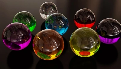 Image: Glass balls, reflection, colorful, 3D