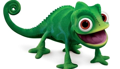 Image: Хамелеон, 3D, зелёный, Паскаль, глаза, хвост, улыбка