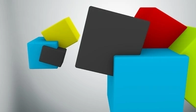 Image: Кубики, квадраты, разноцветные, невесомость, пространство