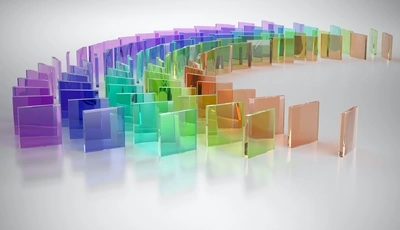 Image: Стёклышки, цвета, цепочка, стоят, квадрат, отражение