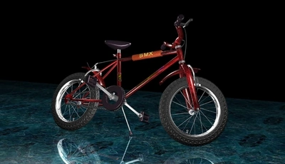 Image: Велосипед, 3d, колёса, руль, поверхность, отражение
