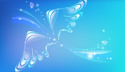Image: Крылья, полёт, блики, изгиб, голубой фон