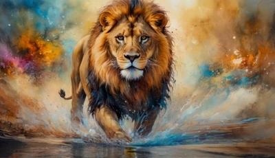 Image: lion, look, art, photoshop, animal, predator