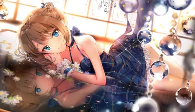 Image: Cinderella, girl, flowers, anime, cartoon, Kaede, Takagaki