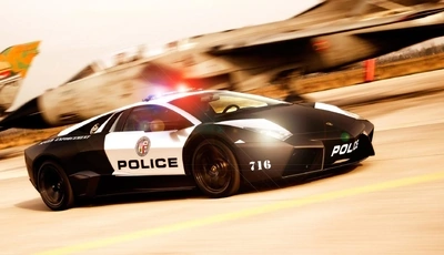 Картинка: Ferrari, Феррари, авто, полиция, police, гоночная, скорость, слежение, погоня, проблесковый маячок, мигалка
