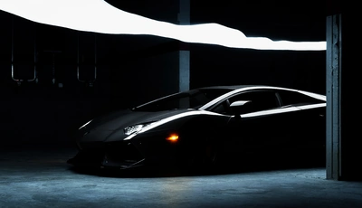 Image: Lamborghini, Aventador, black, headlight, columns