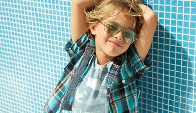 Image: Мальчик, очки, лицо, рубашка, улыбка, настроение, лето, солнце, тень