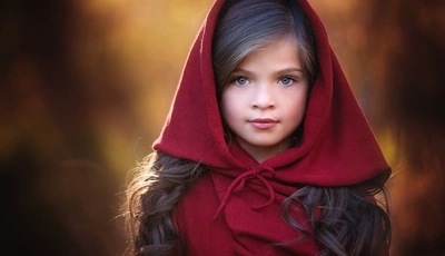 Image: Девочка, лицо, волосы, красный, капюшон