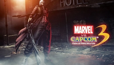 Image: Dante, demon, sword, Rebellion, cloak, building, hotel, Devil May Cry 3, Fate of Two Worlds, Marvel, Capcom, game