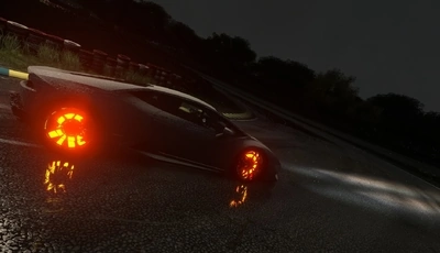 Image: Lamborghini, ps4, Driveclub, Huracan, playstation 4, ночь, поворот, трасса