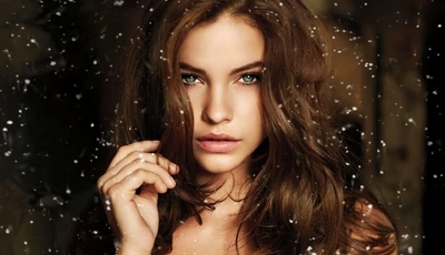 Image: Model, girl, Barbara Palvin, face, eyes, look, snow
